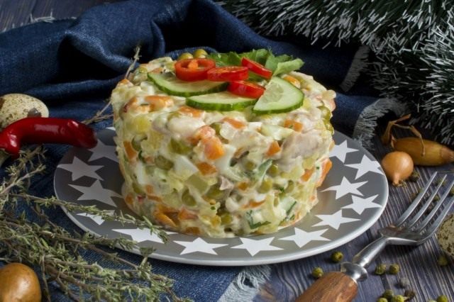 Мясной салат на праздничный стол Мясной салат на праздничный стол